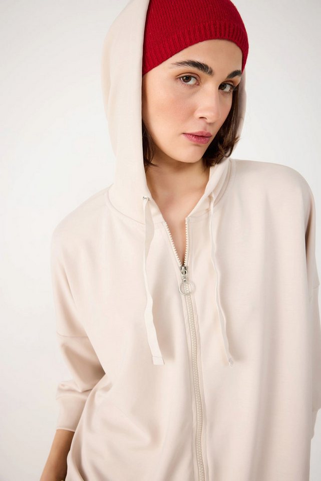 No Matter What Kapuzenpullover Seidiges Sweatshirt mit Kapuze und Reißverschluss aus Modalstoff von No Matter What