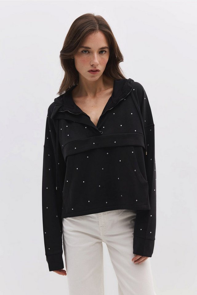No Matter What Sweatshirt Sweatshirt aus Modal mit Steinstickerei von No Matter What