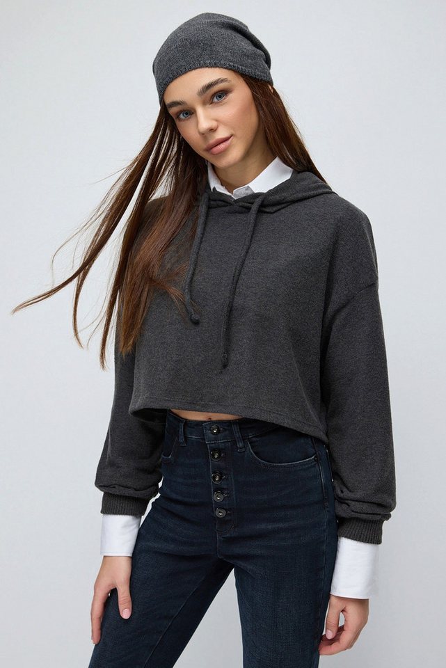 No Matter What Sweatshirt Weicher Kapuzen-Crop-Top aus Strickstoff von No Matter What