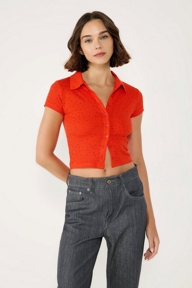 No Matter What T-Shirt Gestickte Vorderseite Polo-Strickjacke von No Matter What