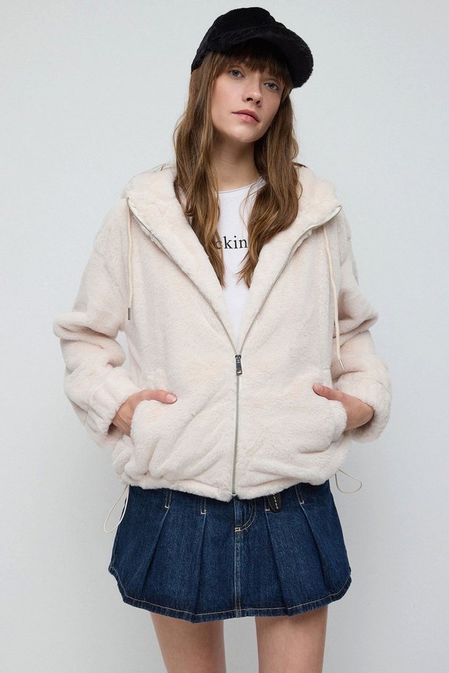 No Matter What Windbreaker Ecru Reißverschluss-Fleecejacke von No Matter What