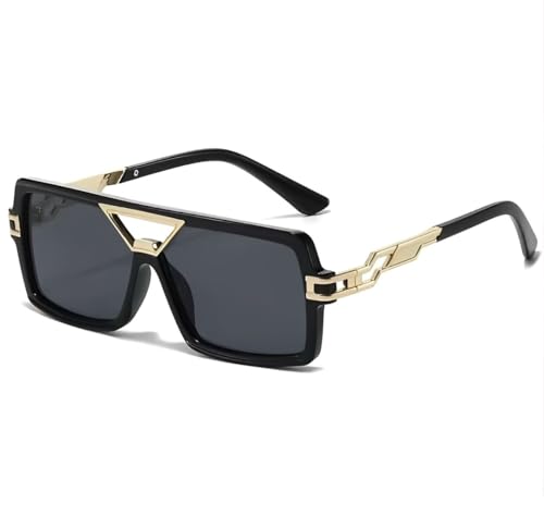 No Name Ltd Final Boss Ibiza Quadratische Sonnenbrille Bad Boy Shades Oversized Gold Detail Rahmen Solid Black Lens No Name Ltd Final Boss Ibiza Quadratische Sonnenbrille Bad Boy Shades Oversized Gold Detail Rahmen Solid Black Lens von No Name Ltd