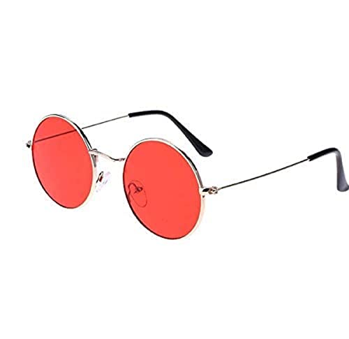 No Name Ltd Rote runde Sonnenbrille für Damen, Retro, Hippie, Vintage, Ibiza, Festival, große Kreislinse, Clubbing, Dare Devil, UK Cosplay 2025, Rot getönt von No Name Ltd