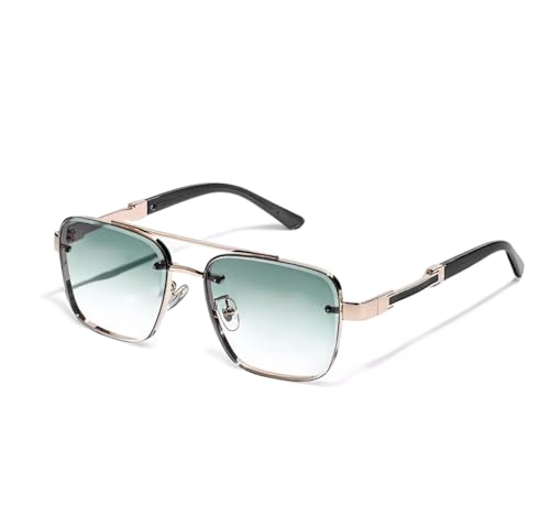No Name Ltd Sonnenbrille mit Farbverlauf, grüner goldener Rahmen, übergroß, quadratisch, Rapper, Hip-Hop, Promi-Styling, für Männer und Frauen von No Name Ltd