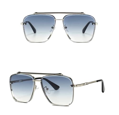 No Name Ltd Übergroße, quadratische Sonnenbrille, Rapper, Hip-Hop, Promi-Styling, für Damen und Herren, Farbverlauf blau, Lens 60mm (W) , 55mm (L) von No Name Ltd