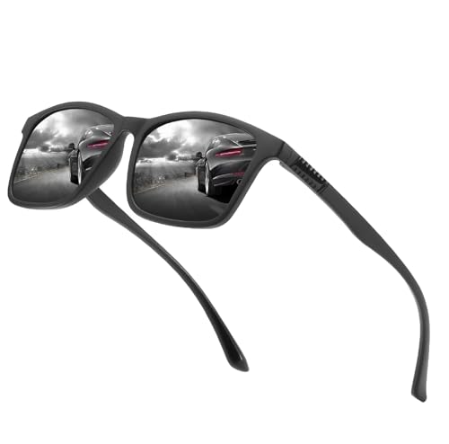 Quadratische Sonnenbrille für Herren, polarisiert, Vintage, Retro, rechteckiger Wickelrahmen von No Name Ltd