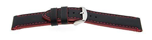 VK von Buran01.com Uhrenarmband Calf Leather Black/red 20mm Watch Strap von No Name