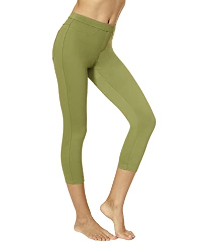 No Nonsense Damen Klassische Denim-Capri Taschen, Bequeme Stretch-Hose Zum Überziehen Leggings, Fatigue, Groß von No Nonsense