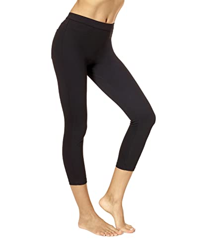 No Nonsense Damen Classic Denim Capri with Pockets, Comfortable Stretch Pull on Pants Leggings, Schwarz, S von No Nonsense