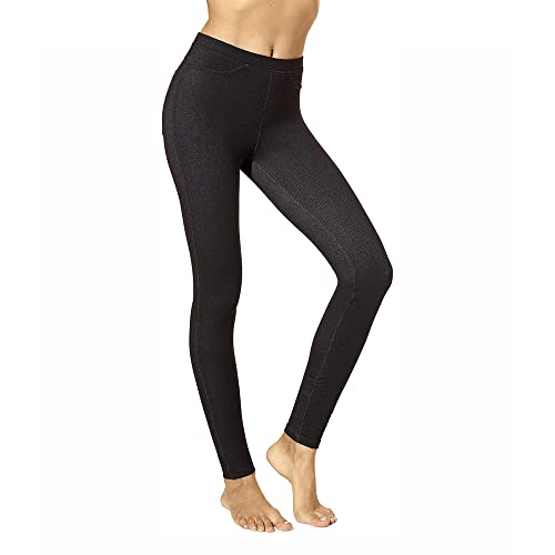 No Nonsense Damen Stretch-Denim Taschen Leggings, schwarz, X-Groß von No Nonsense