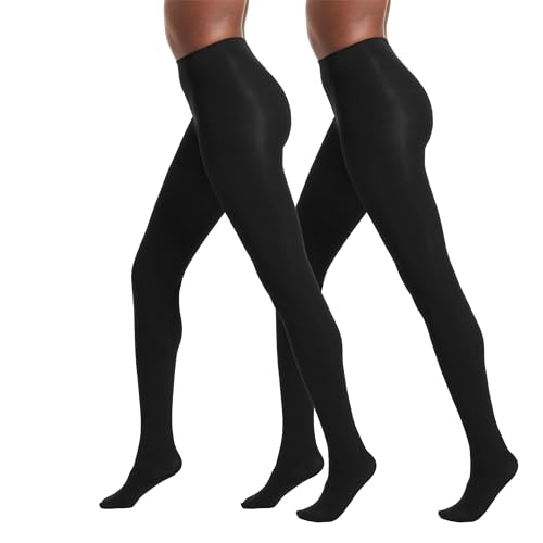 No Nonsense Damen Super Blickdichte Kontrolliertem Oberteil Strumpfhose, schwarz/schwarz, Small (2er Pack) von No Nonsense