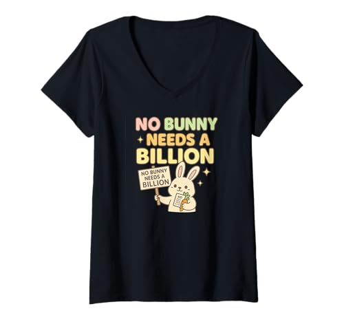 Damen Kein Hase braucht eine Milliarde T-Shirt mit V-Ausschnitt von No Oligarchs Design Co.