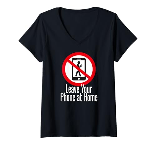 Damen Lassen Sie Ihr Telefon zu Hause T-Shirt mit V-Ausschnitt Damen Lassen Sie Ihr Telefon zu Hause T-Shirt mit V-Ausschnitt von No Phones Design Co.