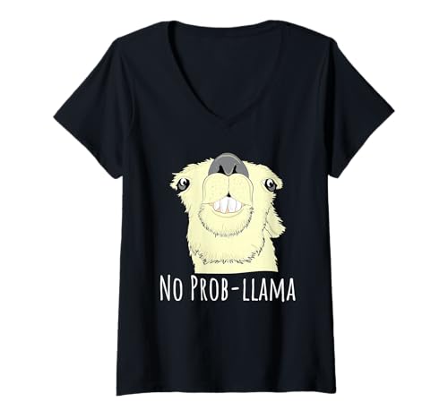Damen No Prob Lama Funny Alpaka Pet Cute Lama Alpaka Lovers T-Shirt mit V-Ausschnitt Damen No Prob Lama Funny Alpaka Pet Cute Lama Alpaka Lovers T-Shirt mit V-Ausschnitt von No Prob Llama Funny Pet Cute Alpaca Lovers Gifts