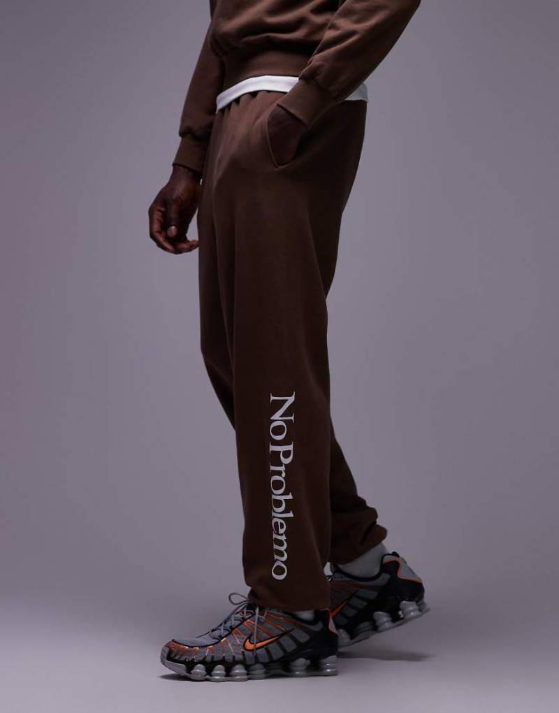 No Problemo - Baumwoll-Jogginghose in Schokobraun mit Logo-Brown von No Problemo