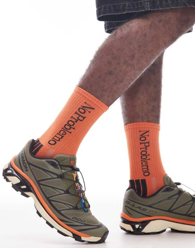 No Problemo - Socken in Orange mit Streifenverzierung von No Problemo