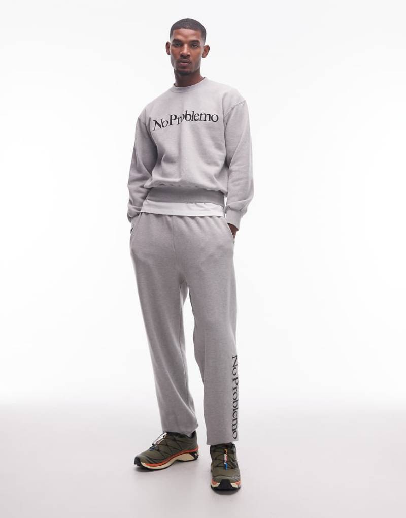 No Problemo - Sweathose in grau meliert mit Logo von No Problemo