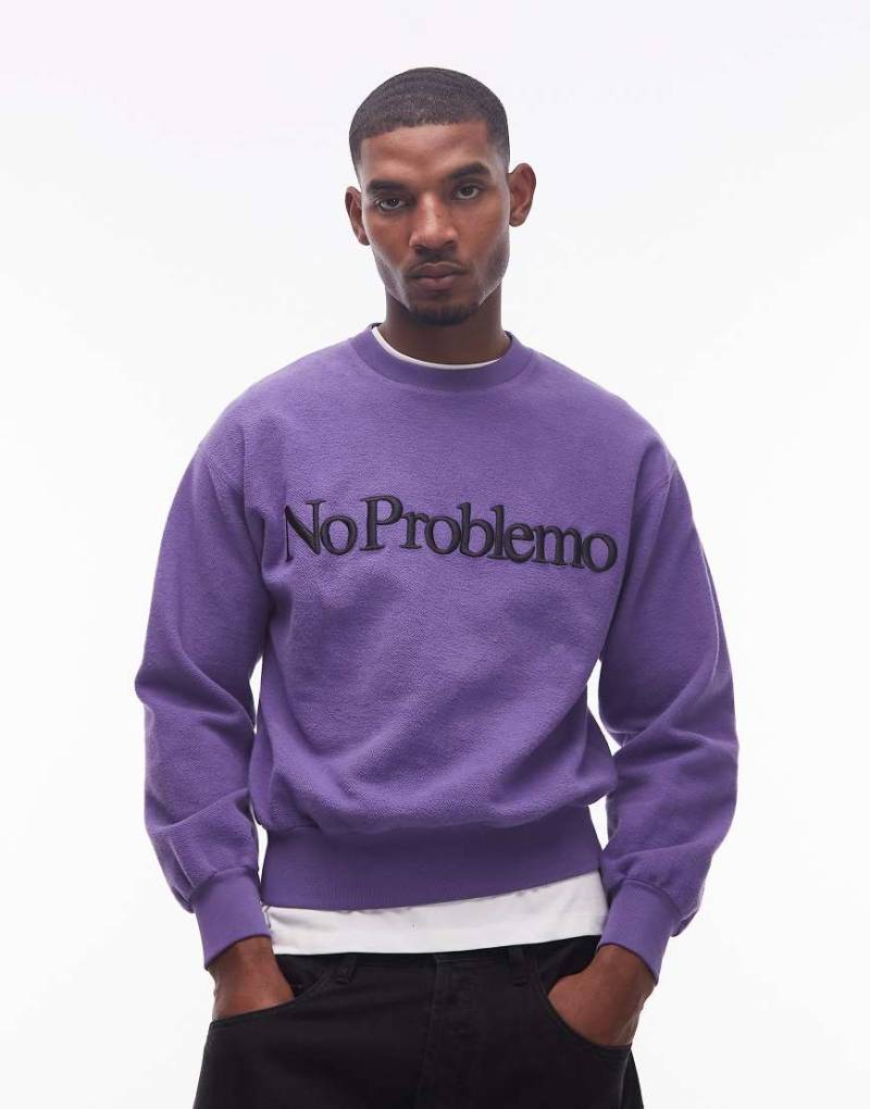No Problemo - Sweatshirt in Flieder mit Fleece-Futter und Logo-Lila von No Problemo