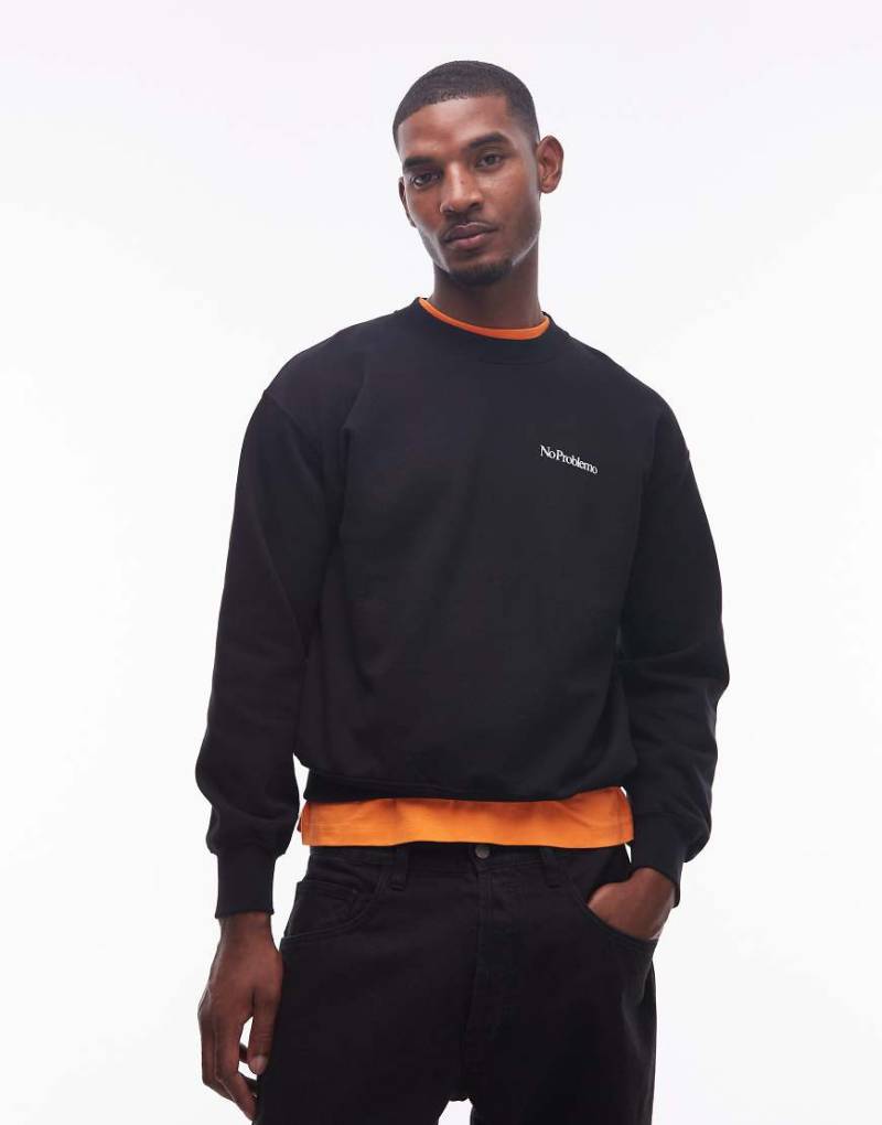 No Problemo - Baumwoll-Sweatshirt in Schwarz mit kleinem Logo von No Problemo