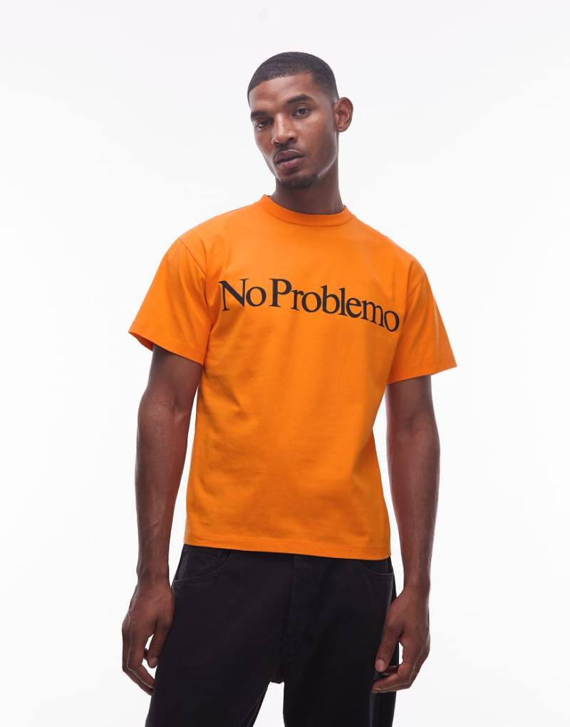 No Problemo - Baumwoll-T-Shirt in Orange mit Logo von No Problemo
