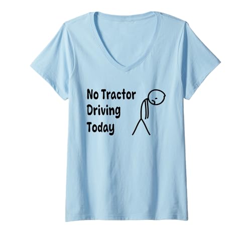 Damen Kein Traktor fährt Heute – Müde menschliche Realität Check T-Shirt mit V-Ausschnitt Damen Kein Traktor fährt Heute – Müde menschliche Realität Check T-Shirt mit V-Ausschnitt von No Tractor Driving Today Tee