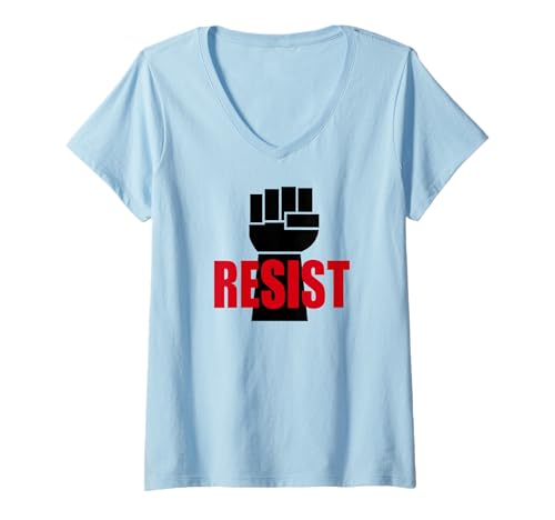 Damen Widerstehen Sie Präsident Trump — Schwarze Faust gegen Trump T-Shirt mit V-Ausschnitt Damen Widerstehen Sie Präsident Trump — Schwarze Faust gegen Trump T-Shirt mit V-Ausschnitt von No Trump No Way