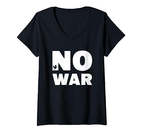 Damen No War Shirt Peace Shirt No War TShirt No War T Shirt No War T-Shirt mit V-Ausschnitt von No War Peace Collection