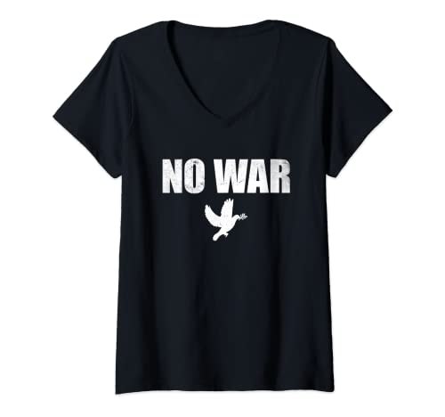 Damen No War Shirt Peace Shirt No War TShirt No War T Shirt No War T-Shirt mit V-Ausschnitt von No War Peace Collection by DaT