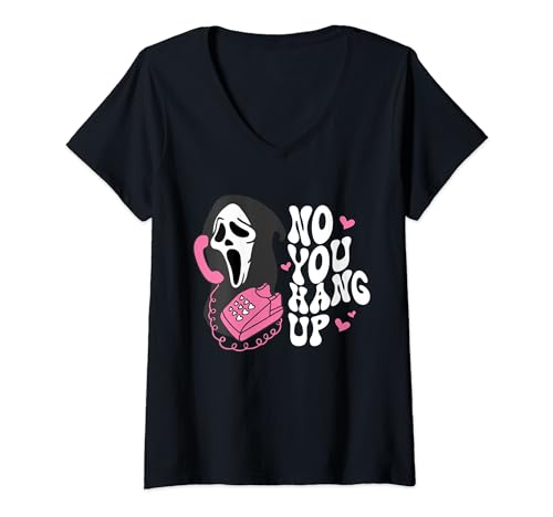 Damen No You Hang Up Gost Valentinstag T-Shirt mit V-Ausschnitt von No You Hang Up Gost Valentine's Day