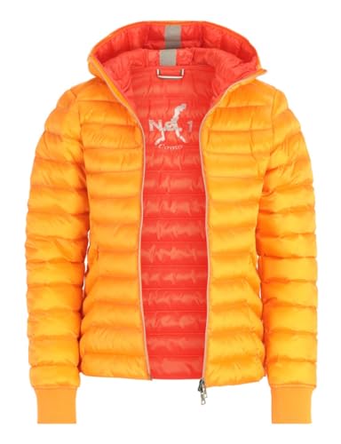 No.1 Como Neapel Damen Steppjacke mit Kapuze (DE/NL/SE/PL, Alphanumerisch, M, Regular, Regular, Orange) von No.1 Como