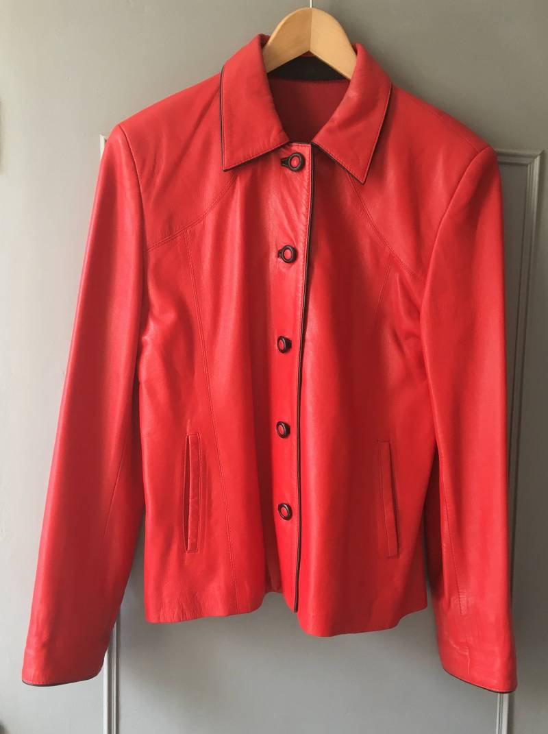 Rote Damen-Lederjacke von No28