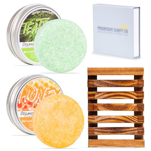 No2Plastic Zwei feste Shampoo-Spülungsstäbe und Seifenschale Geschenkset – handgefertigt und von Hand in Papier verpackt, 100 % natürliche organische Inhaltsstoffe, Shampoo-Riegel. Teebaum- und No2Plastic Zwei feste Shampoo-Spülungsstäbe und Seifenschale Geschenkset – handgefertigt und von Hand in Papier verpackt, 100 % natürliche organische Inhaltsstoffe, Shampoo-Riegel. Teebaum- und von No2Plastic