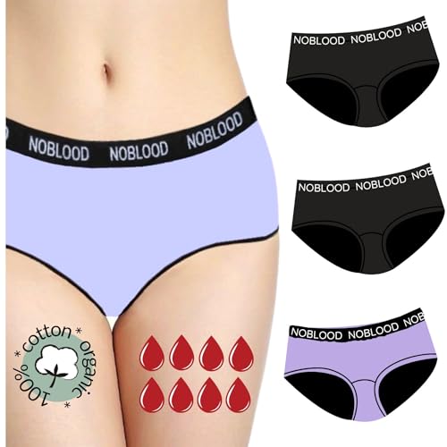 NoBlood 3er-Pack - Teenager Perioden Unterwäsche mit starkem Fluss (Teenager-Pack, Schwarz, M) von NoBlood