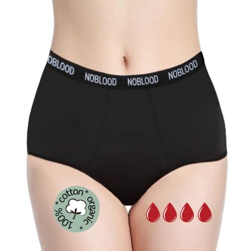 NoBlood Perioden Unterwäsche = 2-3 Tampons - Waschbar - Baumwolle - Ökologisch - Menstruation - Unterwäsche für die Periode - Periodenslips - Absorbierend - Mädchen Damen - XXS / 4XL (Basisch, L) von NoBlood