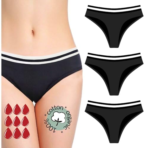 NoBlood Perioden Unterwäsche = 2-3 Tampons - Waschbar - Baumwolle - Ökologisch - Menstruation - Unterwäsche für die Periode - Periodenslips - Absorbierend - Mädchen Damen - XXS / 4XL (Gwen-Pack, XXL) von NoBlood