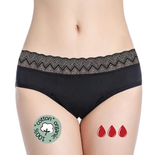 NoBlood Perioden Unterwäsche = 2-3 Tampons - Waschbar - Baumwolle - Ökologisch - Menstruation - Unterwäsche für die Periode - Periodenslips - Absorbierend - Mädchen Damen - XXS / 4XL (Yun, L) von NoBlood