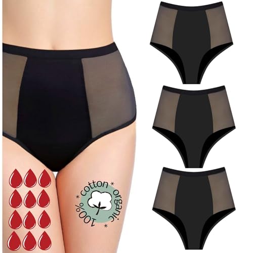 Perioden Unterwäsche = 2-3 Tampons - Waschbar - Baumwolle - Ökologisch - Menstruation - Unterwäsche für die Periode - Periodenslips - Absorbierend - Mädchen Damen - XXS / 4XL (Eleen-Pack, XXL) von NoBlood