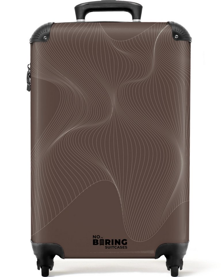 NoBoringSuitcases.com© Hartschalen-Trolley Braun mit abstrakten Wellenlinien 55x35x20cm, 4 Rollen, Reisekoffer mit 4 Rollen, Carry on luggage, Männer von NoBoringSuitcases.com©