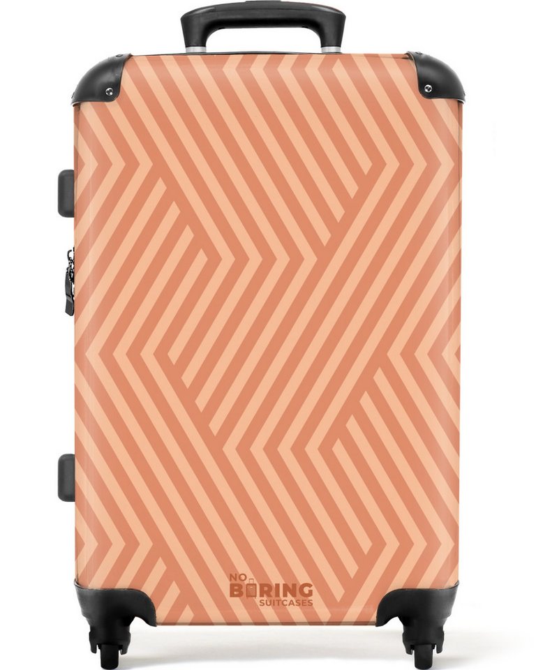 NoBoringSuitcases.com© Hartschalen-Trolley Diagonale Linien in Lachstönen 67 cm - 72 L, 4 Rollen, Koffer Mittelgroß für 20kg, Suitcase für Erwachsene, Reisekoffer von NoBoringSuitcases.com©