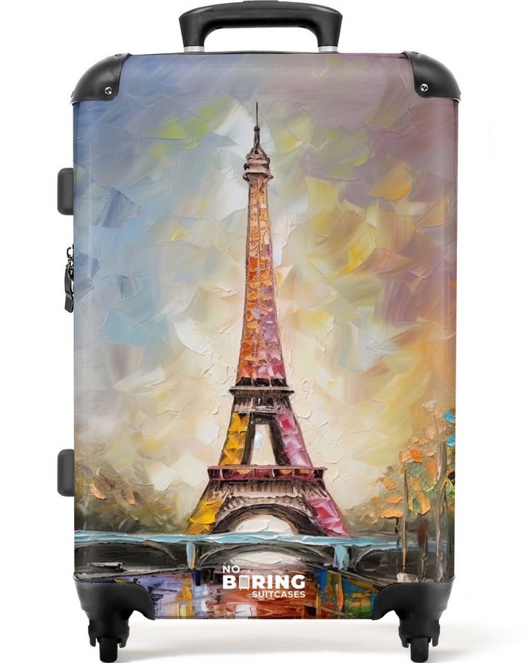 NoBoringSuitcases.com© Hartschalen-Trolley Eiffelturm - Ölgemälde - Paris 67 cm - 72 L, 4 Rollen, Koffer Mittelgroß für 20kg, Suitcase für Erwachsene, Reisekoffer von NoBoringSuitcases.com©