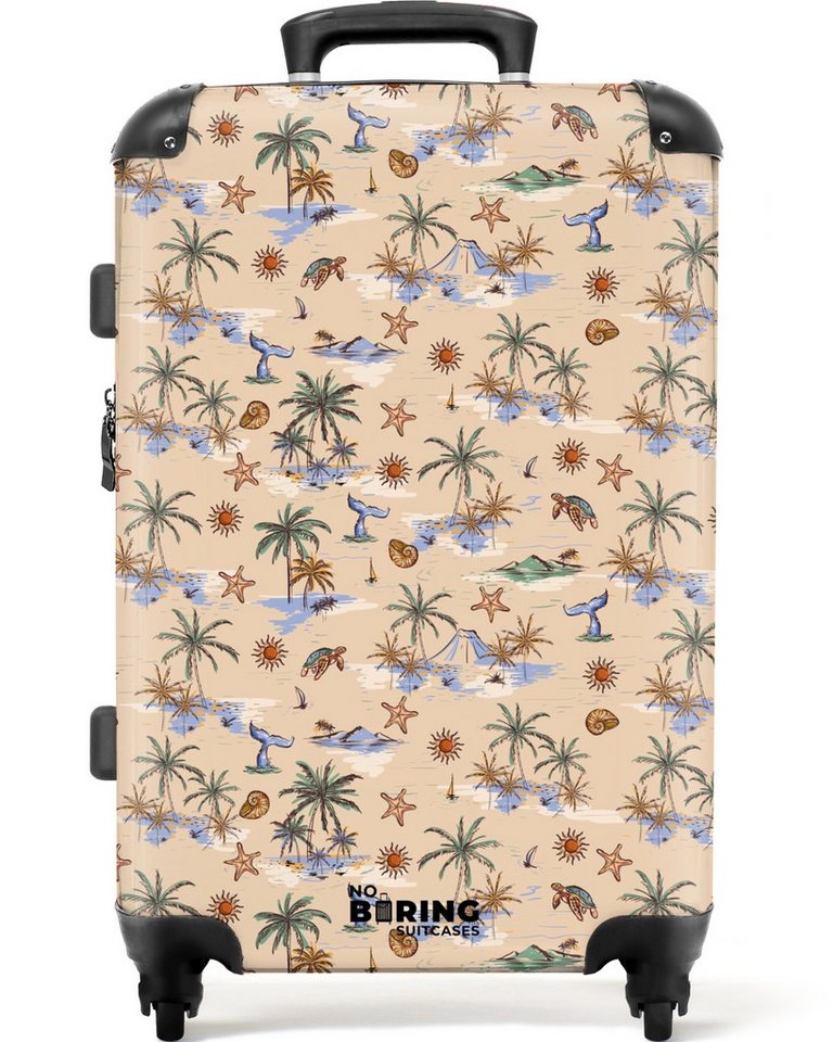 NoBoringSuitcases.com© Hartschalen-Trolley Ferieninsel Druck 67 cm - 72 L, 4 Rollen, Mittelgroßer Reisetasche mit Rollen für 20kg, Kinderkoffer von NoBoringSuitcases.com©