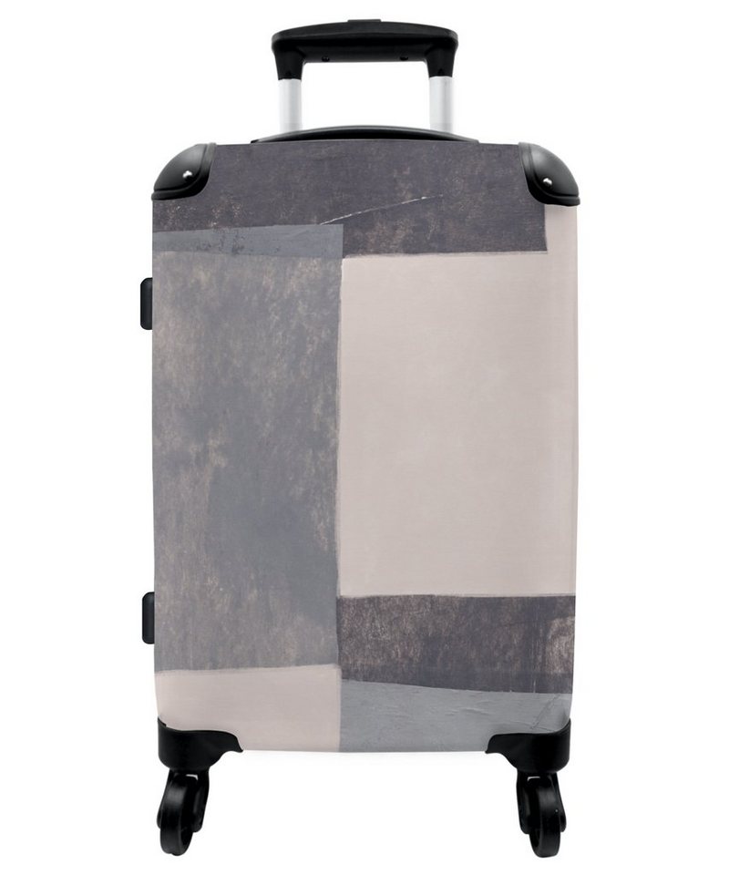 NoBoringSuitcases.com© Hartschalen-Trolley Geometrie - Formen - Grau - Würfel 67x43x25cm, 4 Rollen, Koffer Mittelgroß, Suitcase für Erwachsene von NoBoringSuitcases.com©