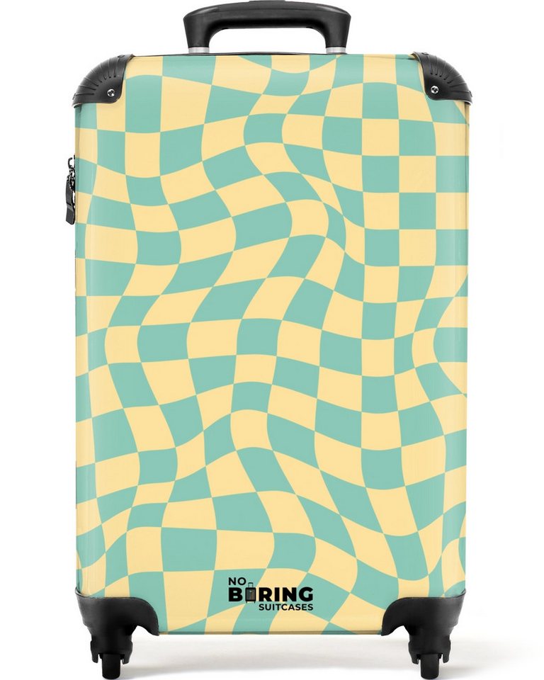 NoBoringSuitcases.com© Hartschalen-Trolley Gewellter blau-gelb karierter Druck 55x35x20cm, 4 Rollen, Handgepäck Koffer & Trolleys, Luggage, Reisekoffer Frauen von NoBoringSuitcases.com©