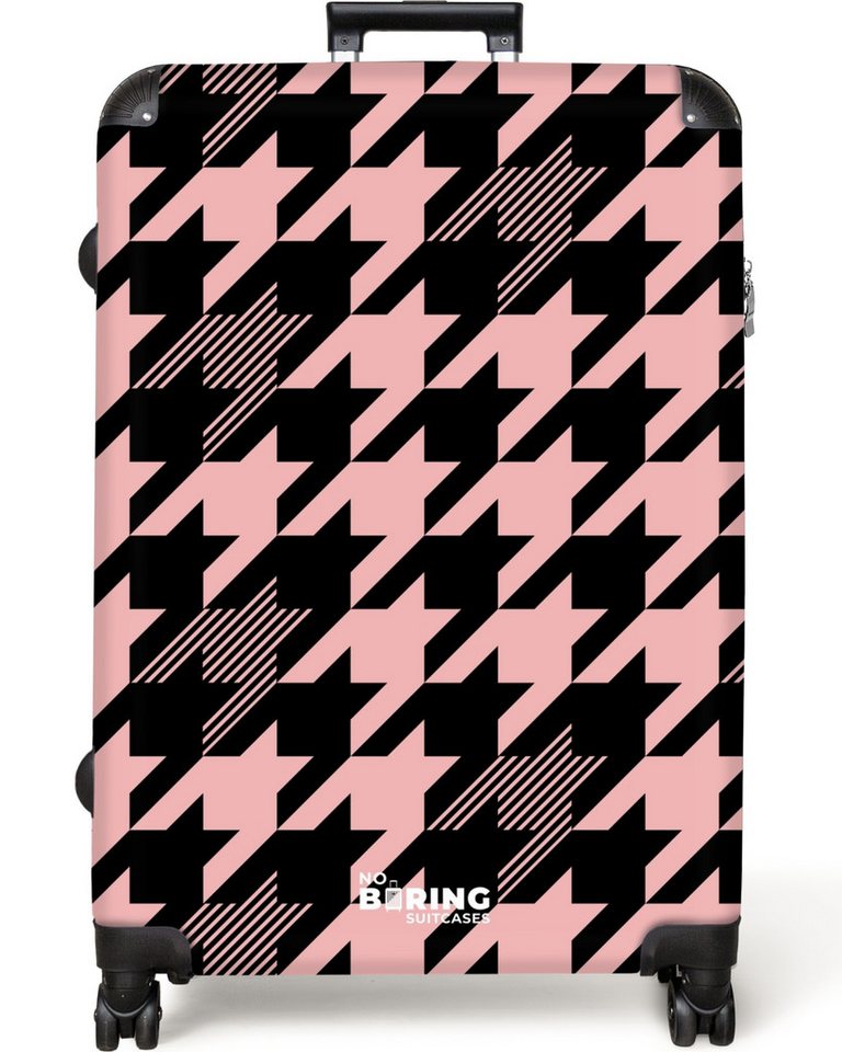 NoBoringSuitcases.com© Hartschalen-Trolley Großes Elster-Muster in Rosa und Schwarz 77 cm - 98 L, 8 Rollen, Hartschalenkoffer Groß für 30kg, Frauen Reisekoffer Trolley von NoBoringSuitcases.com©