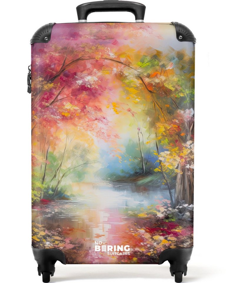 NoBoringSuitcases.com© Hartschalen-Trolley Landschaft - Ölgemälde - Farbenfroh - Natur 55x35x20cm, 4 Rollen, Reisetasche mit Rollen, Koffer Handgepäck Flugzeug von NoBoringSuitcases.com©