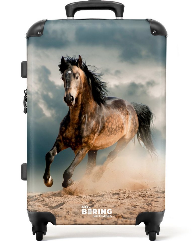 NoBoringSuitcases.com© Hartschalen-Trolley mit leuchtende Räder - Laufendes braunes Pferd 67 cm - 72 L, 4 Rollen, Koffer Mittelgroß für 20kg, Suitcase für Erwachsene, Reisekoffer von NoBoringSuitcases.com©