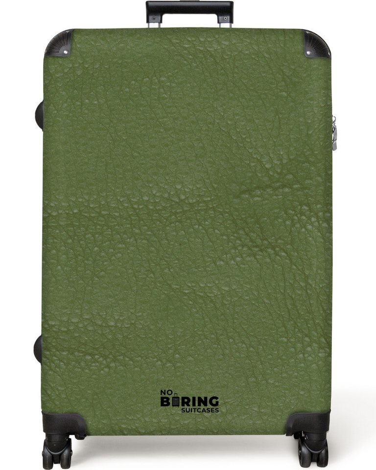 NoBoringSuitcases.com© Hartschalen-Trolley Lederoptik Apfelgrün 77 cm - 98 L, 8 Rollen, Großer Reisetasche mit Rollen für 30kg, Kinderkoffer von NoBoringSuitcases.com©