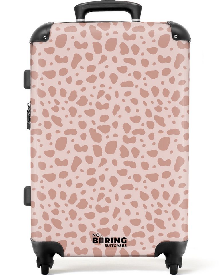 NoBoringSuitcases.com© Hartschalen-Trolley Leopardenmuster auf Puderrosa 67 cm - 72 L, 4 Rollen, Hartschalenkoffer Mittel Groß für 20kg, Frauen Reisekoffer Trolley von NoBoringSuitcases.com©
