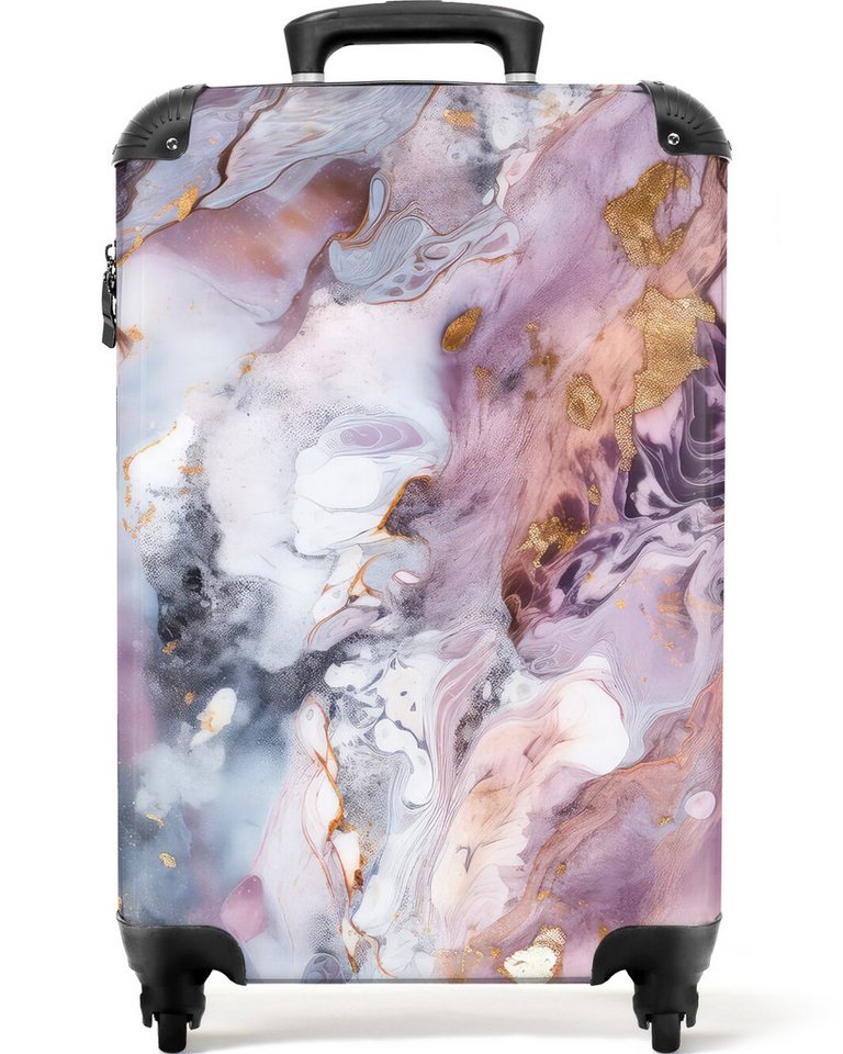 NoBoringSuitcases.com© Hartschalen-Trolley Marmor - Luxus - Lila - Gold - Marmordruck 55x35x20cm, 4 Rollen, Reisetasche mit Rollen, Koffer Handgepäck Flugzeug von NoBoringSuitcases.com©
