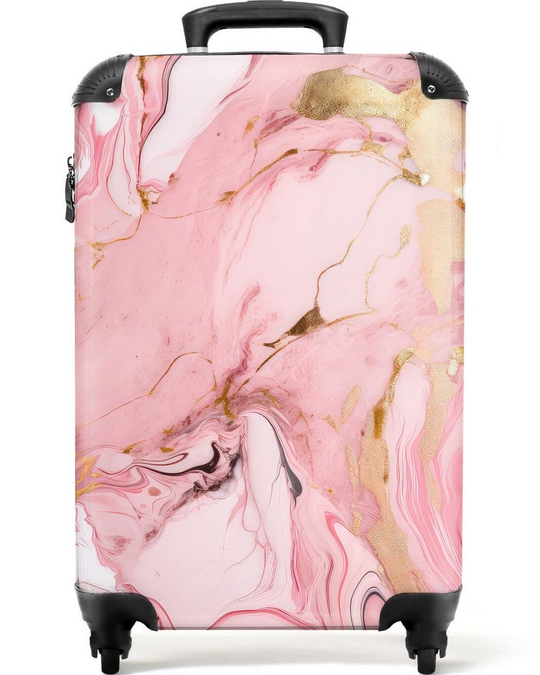 NoBoringSuitcases.com© Hartschalen-Trolley Marmor - Rosa - Luxus - Gold - Marmoroptik 55x35x20cm, 4 Rollen, Reisetasche mit Rollen, Koffer Handgepäck Flugzeug von NoBoringSuitcases.com©